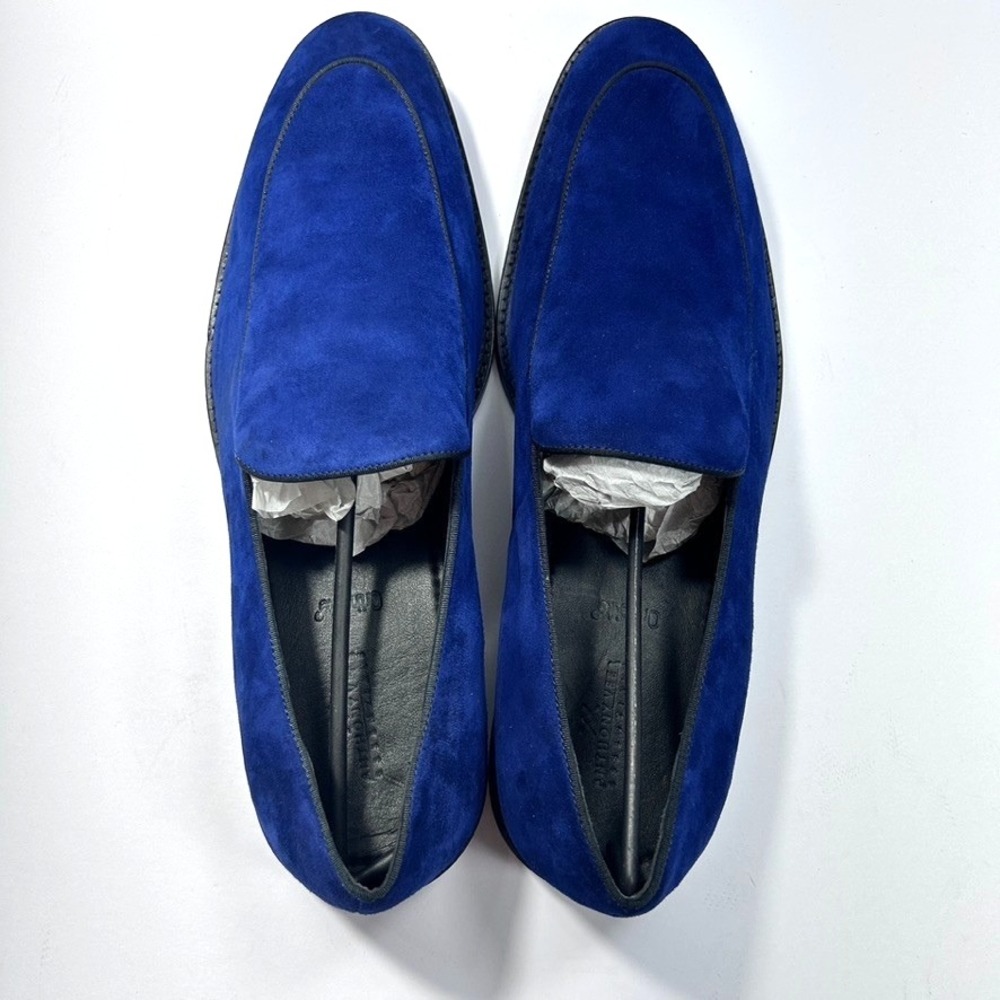 Anthony Veer Craig Velvet Loafer Leather Sole Men's Shoes Wedding Navy US14D - Picture 7 of 9